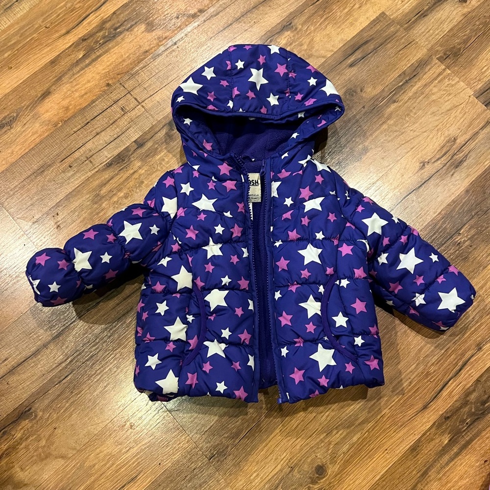 Purple, pink, and white stars Osh Kosh puffer jacket/coat.